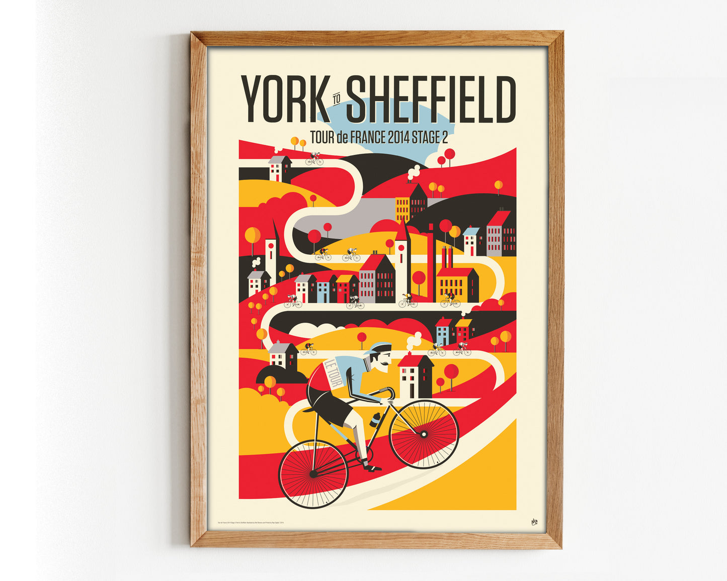 Cycling Print, Tour de France 2014 Stage 2, York to Sheffield