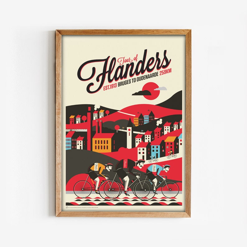 Flanders Cycling Print, Spring Classic Race Poster