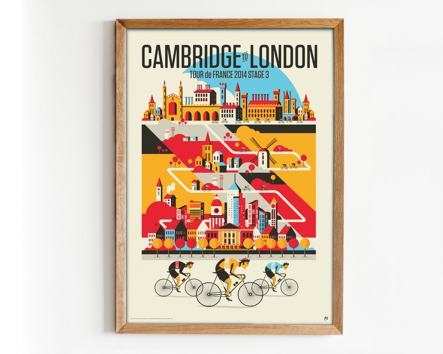 Cycling Print, Tour de France 2014 Stage 3, Cambridge to London