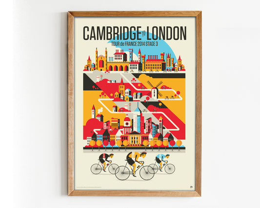 Cycling Print, Tour de France 2014 Stage 3, Cambridge to London