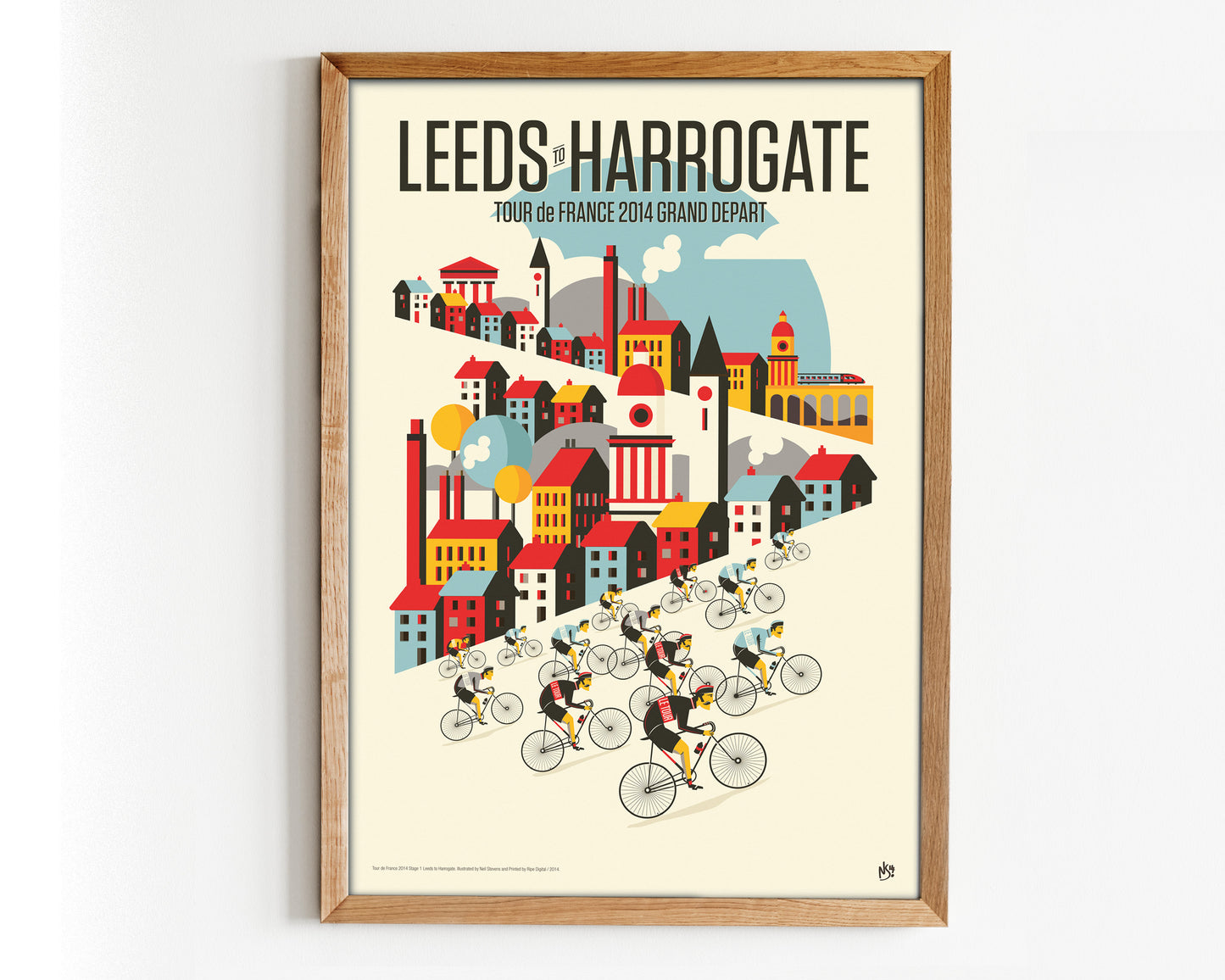 Cycling Print, Tour de France 2014 Stage 1, Leeds to Harrogate