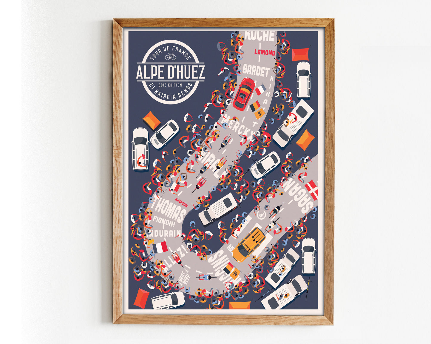 Cycling Print, Alpe d'Huez, Tour de France, Birdseye View