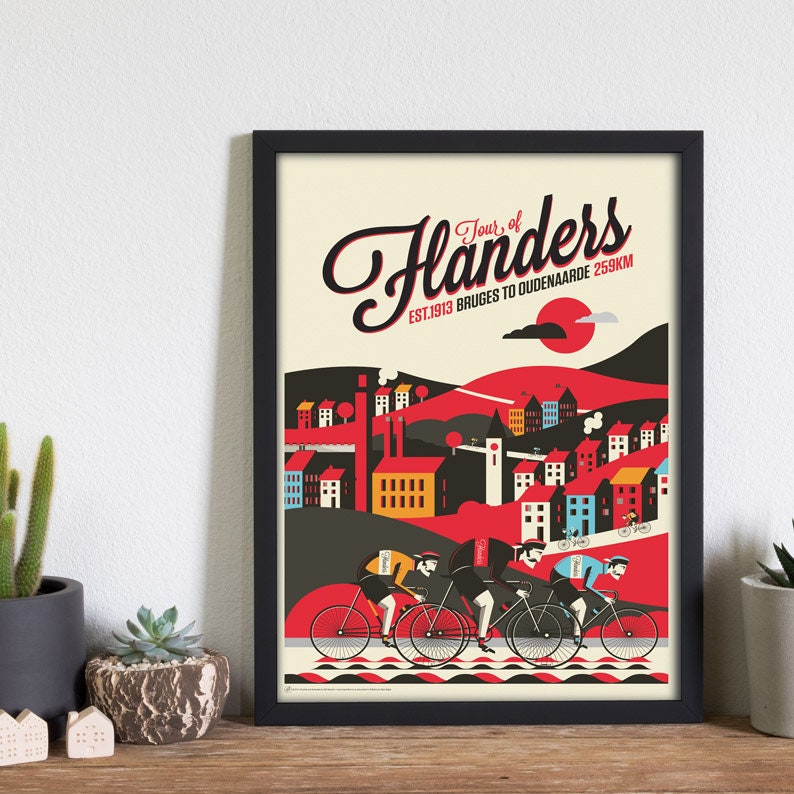 Flanders Cycling Print, Spring Classic Race Poster